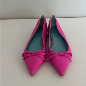 Frances Valentine Paige Pink Soft Calf Leather Women's Flats with Bow